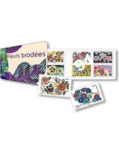 Carnet n° 2576, fleurs brodées, timbres de France