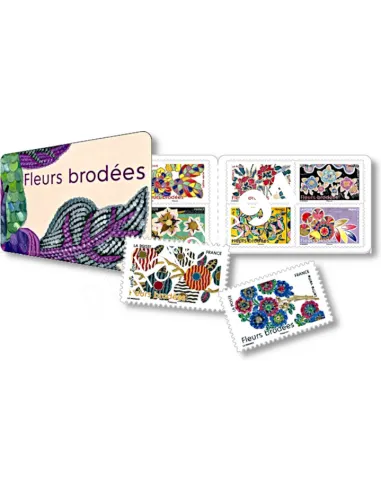 Carnet n° 2576, fleurs brodées, timbres de France