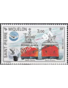 Timbre de Saint PIERRE ET MIQUELON n° 528, bateau, Collection Dom-Tom