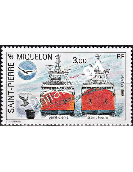 Timbre de Saint PIERRE ET MIQUELON n° 528, bateau, Collection Dom-Tom
