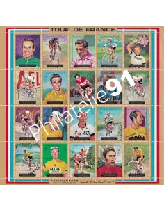 Timbres  d'Ajman - Feuille n° 1351 à 1370 - Thématique: Vélos