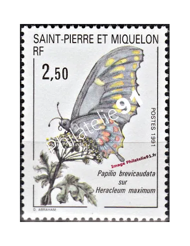 Timbre de ST PIERRE ET MIQUELON n° 534, papillons, Collection Dom-Tom