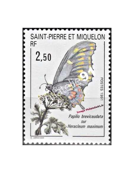 Timbre de ST PIERRE ET MIQUELON n° 534, papillons, Collection Dom-Tom