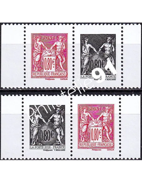Timbres n° 5096 et 5097, 2 paires issues de carnet, timbres France