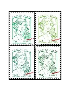 Timbres de France n° 4774 à 4777 -  lettre verte Marianne et la jeunesse. Type Marianne de Ciappa et Kawena