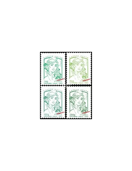Timbres de France n° 4774 à 4777 -  lettre verte Marianne et la jeunesse. Type Marianne de Ciappa et Kawena
