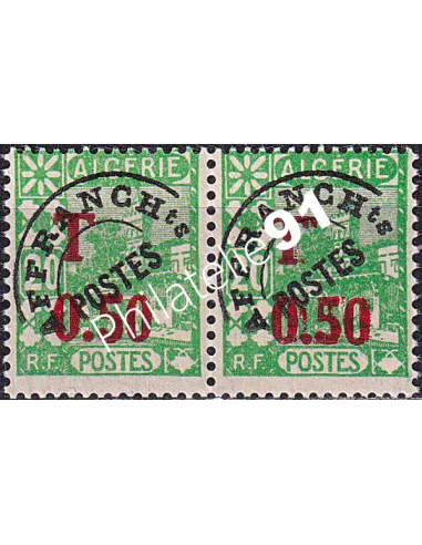 Algérie, Variété sur timbre-taxe n° 28, timbres colonies francaises