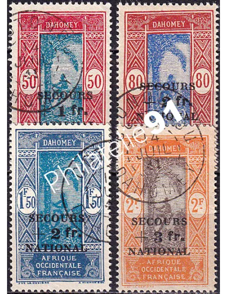 Dahomey, n° 145 à 148 oblitérés, timbres colonies françaises