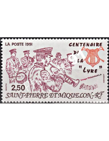 Timbre de ST PIERRE ET MIQUELON n° 545, La Lyre, collection Dom-Tom