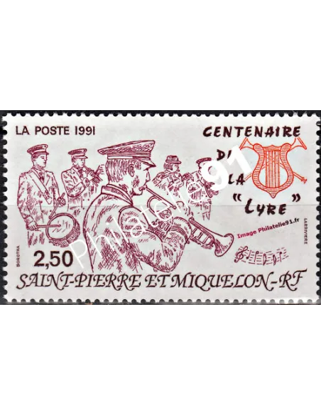 Timbre de ST PIERRE ET MIQUELON n° 545, La Lyre, collection Dom-Tom