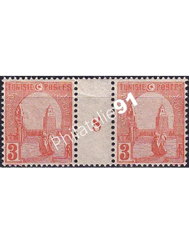 TUNISIE, timbre n° 30A neuf, paire avec millésime 8, colonies