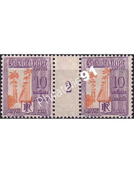 GUADELOUPE, timbre-taxe n° 28 neuf, paire avec millésime 2, colonies