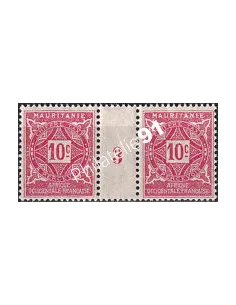 MAURITANIE, timbre-taxe n° 18 neuf, paire avec millésime 3, colonies