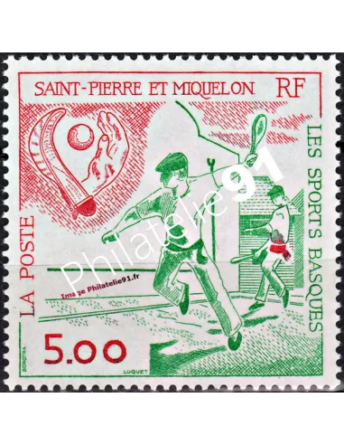 Timbre de ST PIERRE ET MIQUELON n° 547, sports, collection Dom-Tom