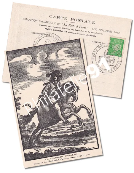 Carte exposition du timbre 1942, Collection lettre France