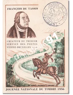 Carte Maximum, Journée du timbre 1956, Collection lettre France