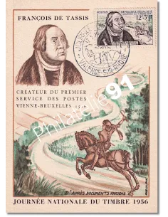 Carte Maximum, Journée du timbre 1956, Collection lettre France