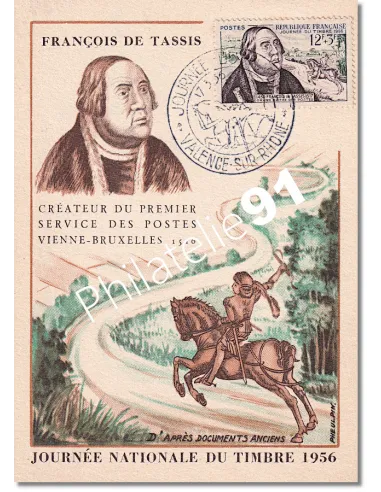 Carte Maximum, Journée du timbre 1956, Collection lettre France