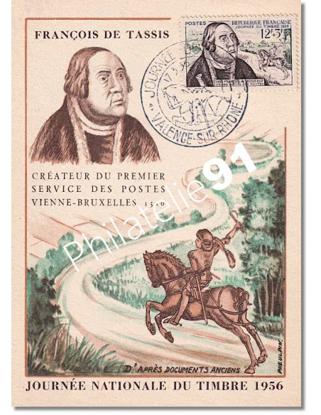 Carte Maximum, Journée du timbre 1956, Collection lettre France
