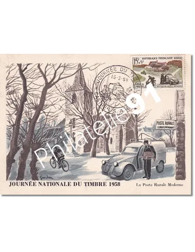 Carte postale, Journée du timbre 1958, Collection lettre France