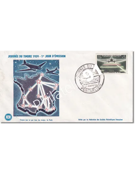 enveloppe 1er jour, Journée du timbre 1959, Collection lettre France