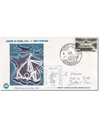enveloppe 1er jour, Journée du timbre 1959, Collection lettre France