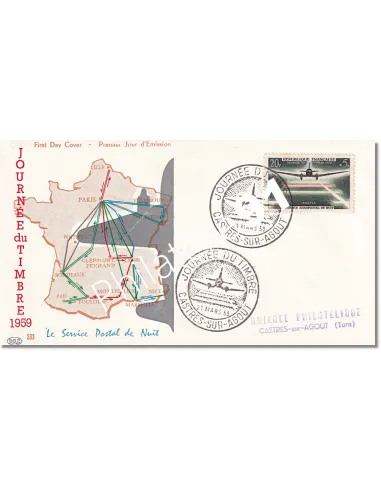 enveloppe 1er jour, Journée du timbre 1959, Collection lettre France