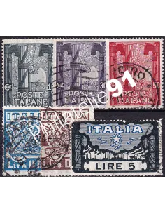 Italie n° 134 à 139 oblitérés, timbres Europe