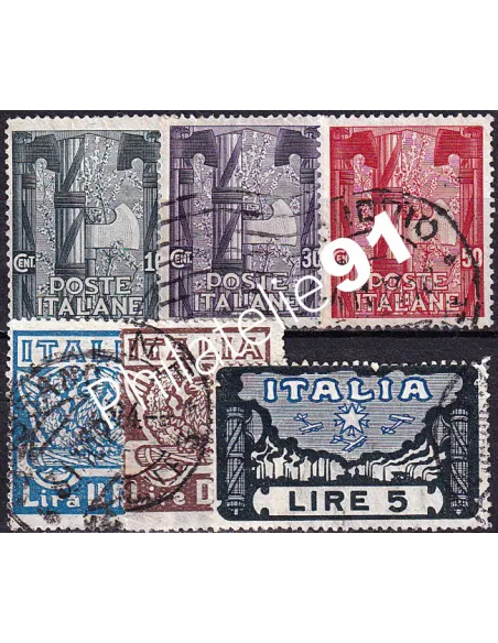 Italie n° 134 à 139 oblitérés, timbres Europe