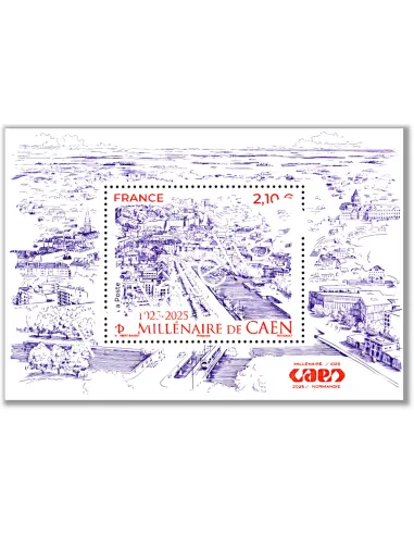 Feuille Millénaire de Caen, timbres de France
