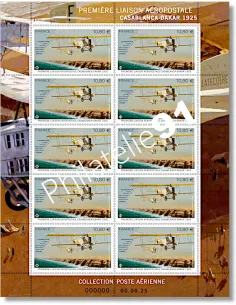 Feuille Poste aérienne liaison Casablanca-Dakar, timbres de France