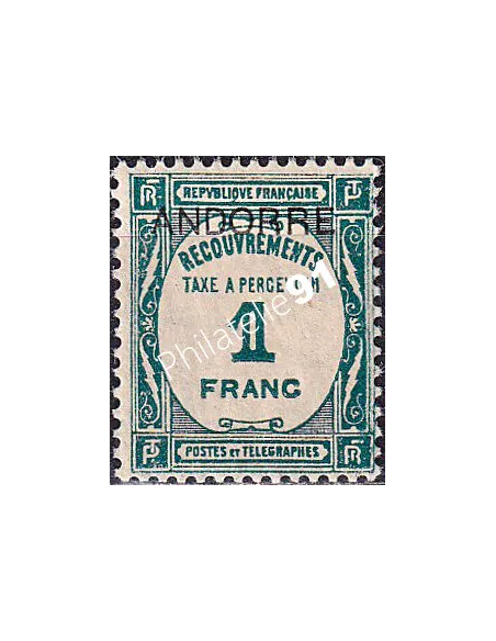 Andorre français, timbre-taxe n° 12 neuf, collection timbres d'Andorre