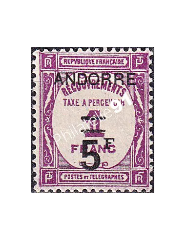 Andorre français, timbre-taxe n° 15 neuf, collection timbres d'Andorre