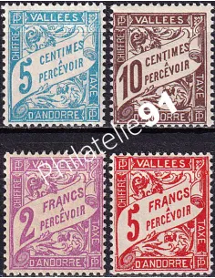 Andorre français, timbres-taxe n° 17 à 20 neufs, timbres d'Andorre