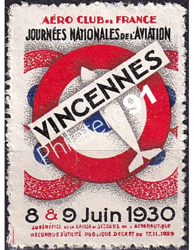 Vignette meeting aérien neuve, Vincennes 1930, vignettes France