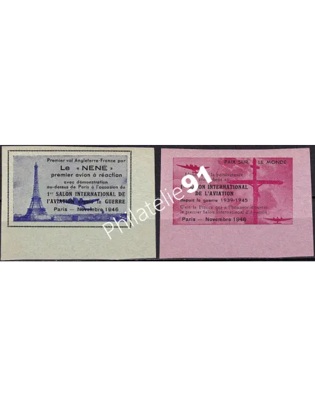 Vignettes meeting aérien neuve, Paris 1946, vignettes France