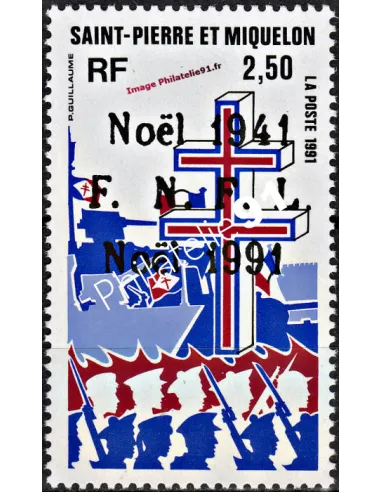 Timbre de SAINT PIERRE ET MIQUELON - n°  554, Noël, collection Dom-Tom