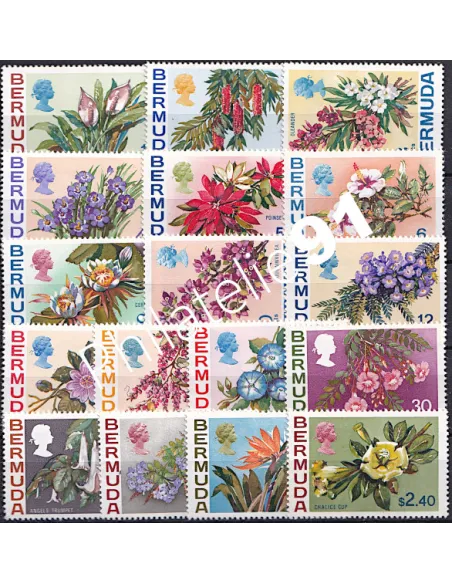 Bermudes, n° 243 à 259, Collection Timbres Fleurs