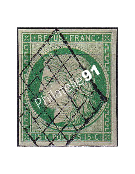 Timbre Classique n° 2 non dentelé oblitéré, collection timbres France