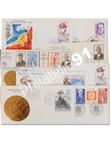 Lot d'enveloppes Thématiques General De Gaulle