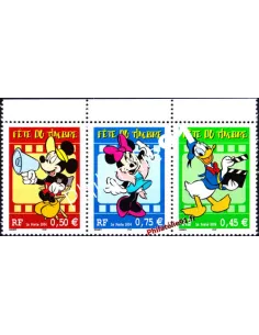 Triptyque n° 3641Ta - Fête du timbre. Triptyque Mickey, Donald et Minnie. Collection timbres France