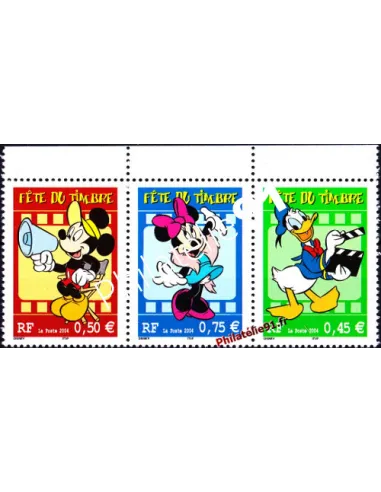 Triptyque n° 3641Ta - Fête du timbre. Triptyque Mickey, Donald et Minnie. Collection timbres France