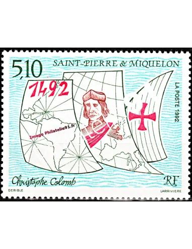 Timbre de St Pierre & Miquelon n°569 Christophe Colomb Timbres dom tom