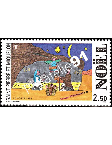Timbre neuf de Saint Pierre et Miquelon n°  571. Thématique : Noël