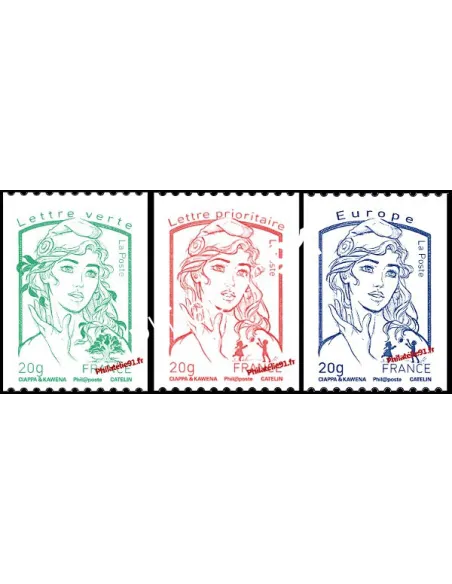 Timbre de France n° 4778 à 4780 -  Roulettes - Marianne et la jeunesse. Type Marianne de Ciappa et Kawena