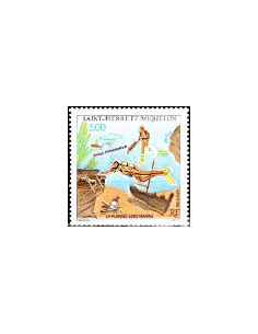 Timbre de St Pierre et Miquelon n° 574, La plongée, collection Dom-Tom