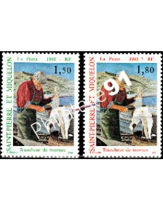 Timbres de St Pierre et Miquelon n°576-577. Morue, collection Dom-Tom
