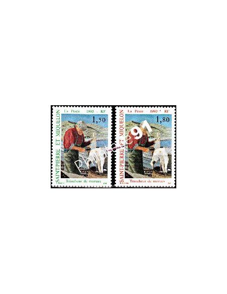 Timbres de St Pierre et Miquelon n°576-577. Morue, collection Dom-Tom
