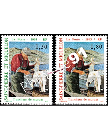 Timbres de St Pierre et Miquelon n°576-577. Morue, collection Dom-Tom