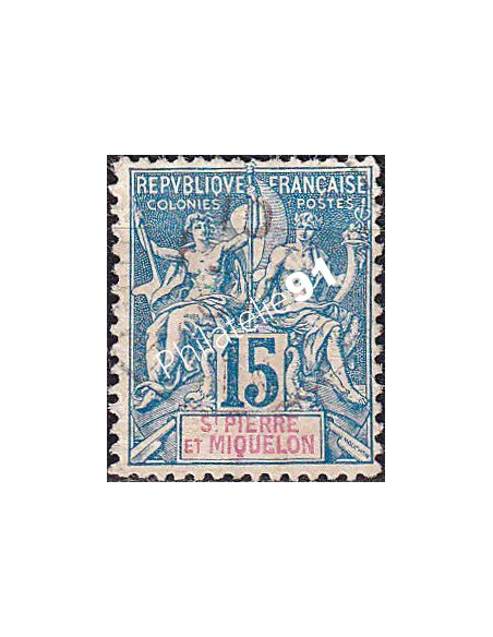 St-Pierre et Miquelon, n° 64 oblitéré, collection timbres colonies